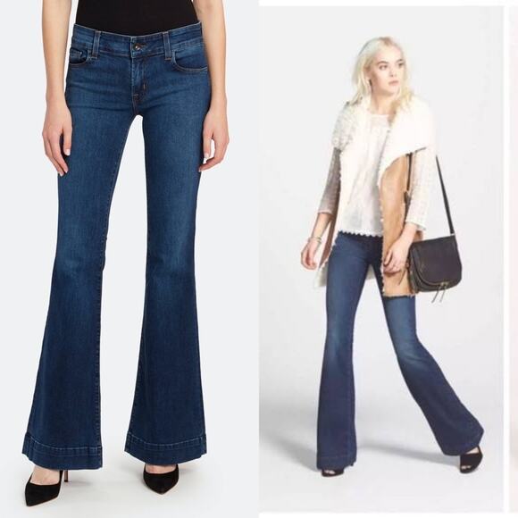 J Brand Lovestory Flare Bell Bottom Wide Leg Jeans in Ash - Picture 1 of 9
